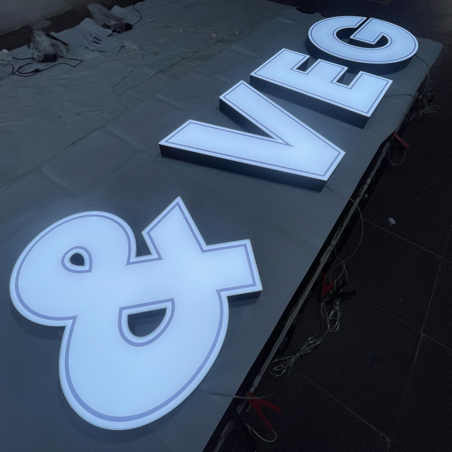 Custom LED Lighting facelit channel letters rimless face illuminated signage for outdoor business signs use