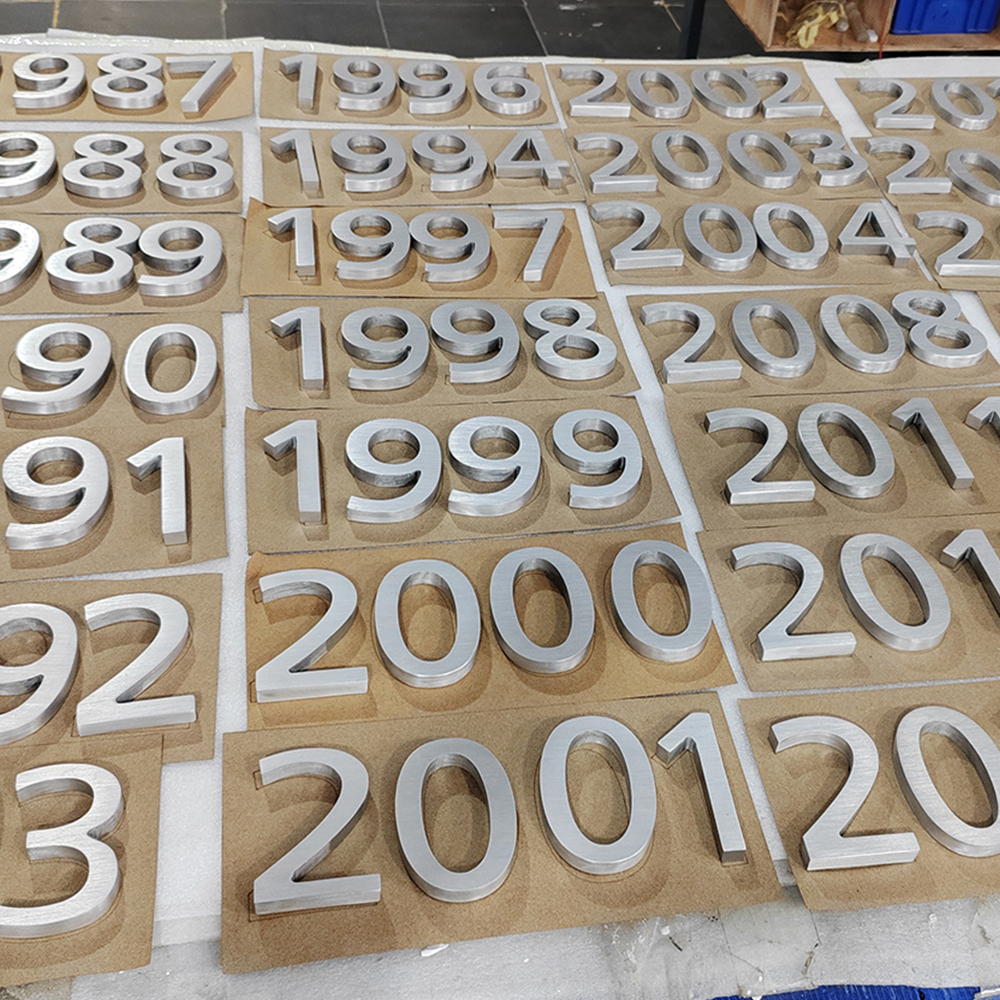 Number Flat Cut Letters Brush Finished metal letters customized stainless steel signage for hotel room number metal signage