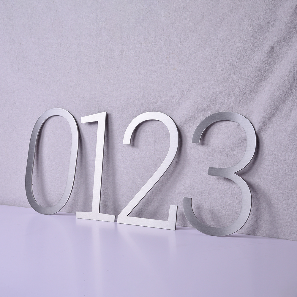 Brush 3D flat cut Letters number 3d metal signage non illuminated stainless steel letters