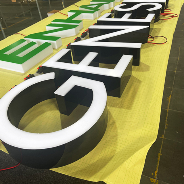 Customized face illuminated signage waterproof acrylic channel letters for business advertising outdoor use