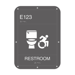 Customized Plastic Embossed All Gender Restroom Sign Braille Active Wheelchair Signs for Business Restaurant