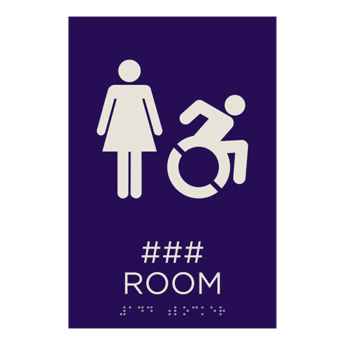 Customized Plastic Embossed All Gender Restroom Sign Braille Active Wheelchair Signs for Business Restaurant