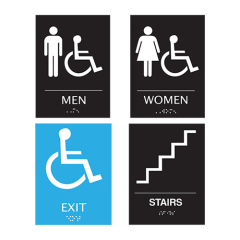 Stainless Steel ADA Metal Braille Acrylic Restroom Toilet Sign Door House Number Plate Signage Decals and Labels