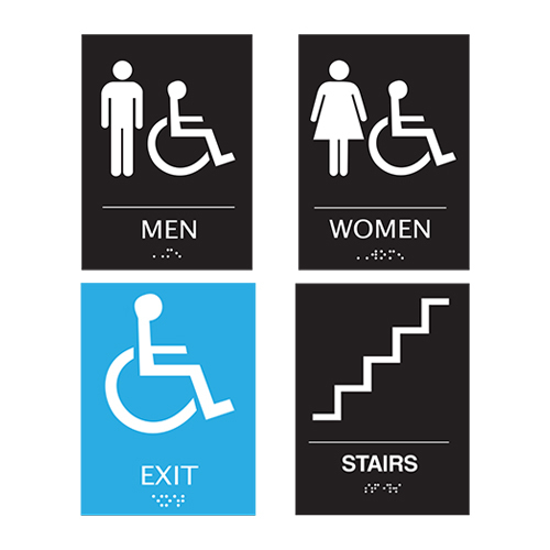 Stainless Steel ADA Metal Braille Acrylic Restroom Toilet Sign Door House Number Plate Signage Decals and Labels