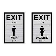 Accessible Access Braille Tactile Sign Ambulant Toilet Sign Custom Metal Ada Braille Signs ADA Brushed Aluminum Restroom Signs