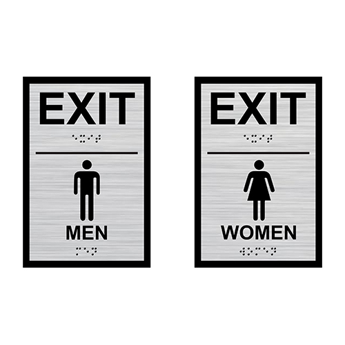 Accessible Access Braille Tactile Sign Ambulant Toilet Sign Custom Metal Ada Braille Signs ADA Brushed Aluminum Restroom Signs