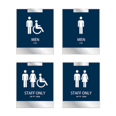 Accessible Access Braille Tactile Sign Ambulant Toilet Sign Custom Metal Ada Braille Signs ADA Brushed Aluminum Restroom Signs