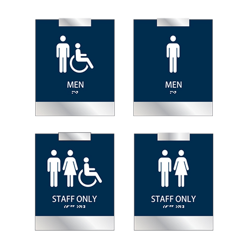 Accessible Access Braille Tactile Sign Ambulant Toilet Sign Custom Metal Ada Braille Signs ADA Brushed Aluminum Restroom Signs