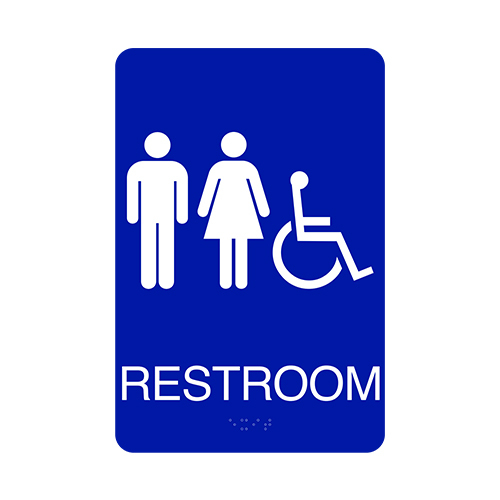 Customized Signs Unisex Braille Restroom Sign - Bathroom Sign with Double Sided 3M Tape