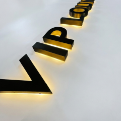 bar shop store custom led sign DIY high quality retail LED back lit channel letter sign 3d backlit sign backlight gold letter