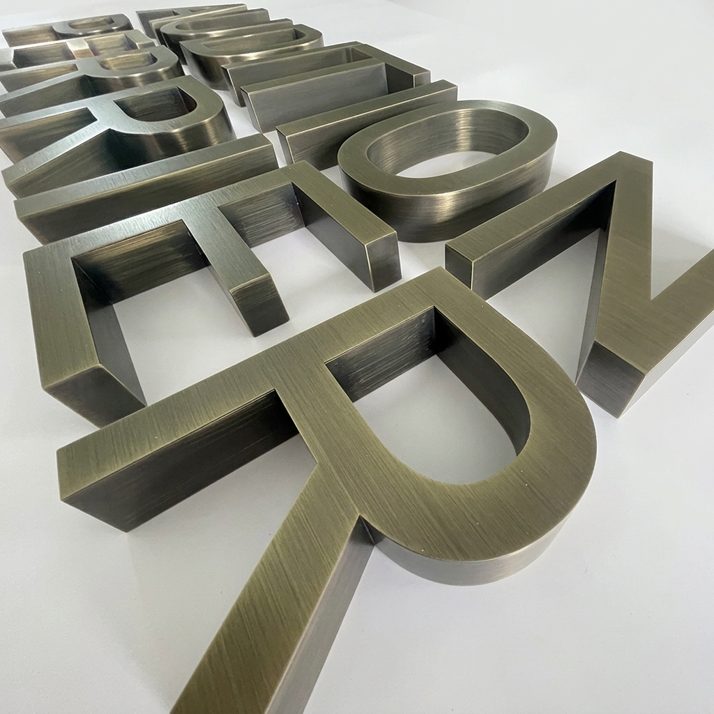 Custom electroplated color 3d metal signs stainless steel signs letters for branding name