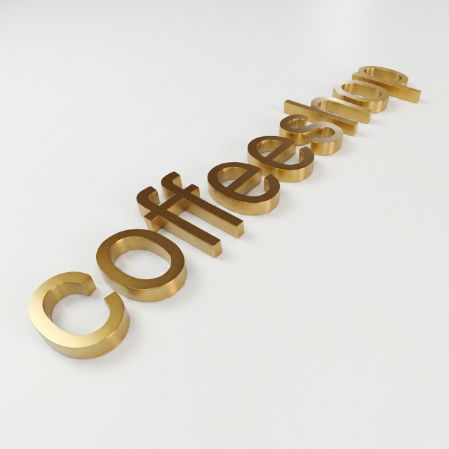 Customized Gold Stainless Steel Channel Letter Sign Golden 3d Metal Custom Letter