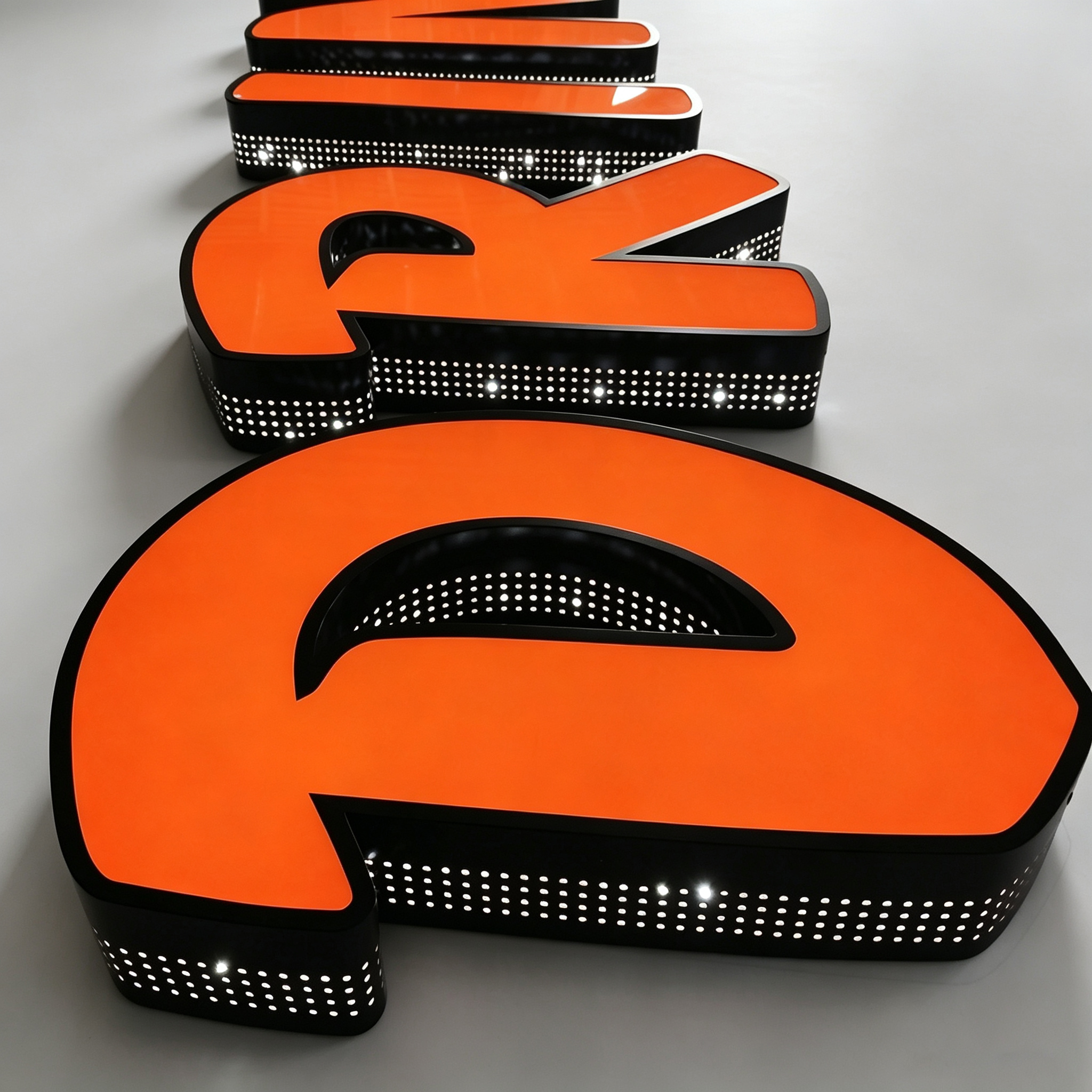 Stainless Steel Side Led Punching Channel Letters Signs 3D Outdoor Illuminated Store Signage Logo Led Sign Custom