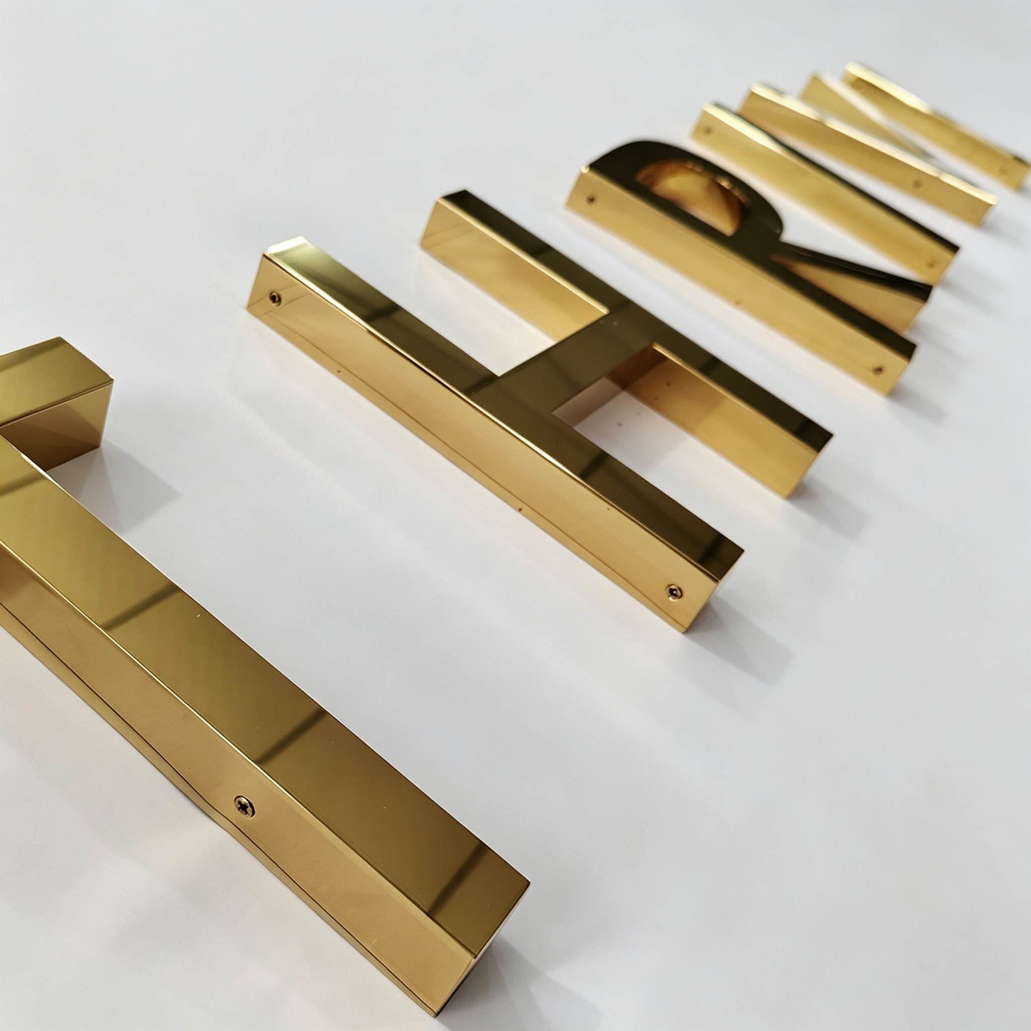Custom Mirror Gold 3D Building Signs Electroplated color signs letters