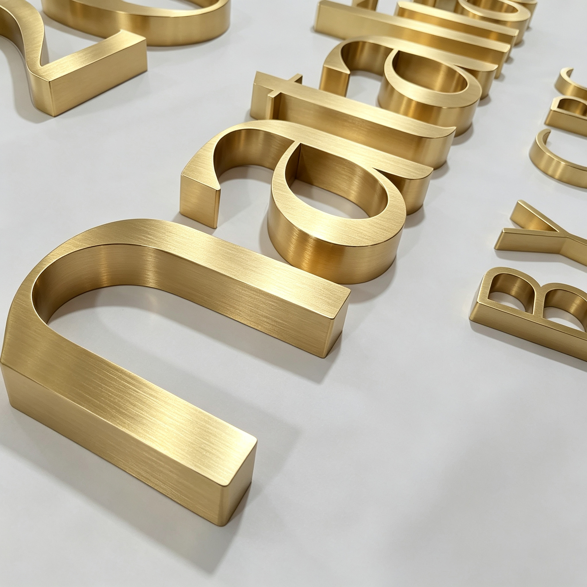 Electroplated Brush Titanium Gold Channel Letter