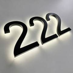 Logo en or 3D plaqué par galvanoplastie Lettres rétro-éclairées en titane illuminées Lettrage rétro-éclairé en acier inoxydable Signe de lettre lumineuse LED