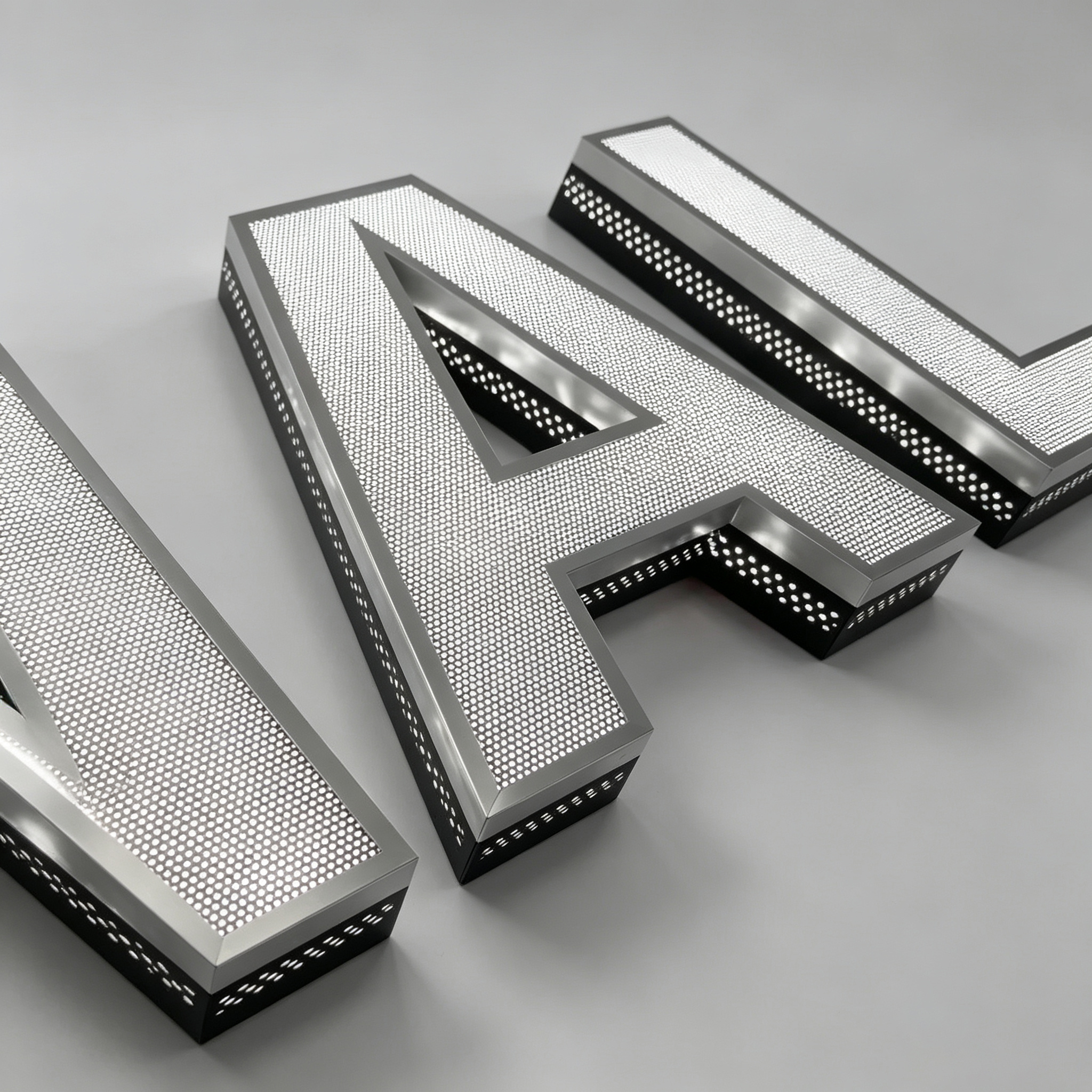 Perforated Trim Cap Face Lit Letter