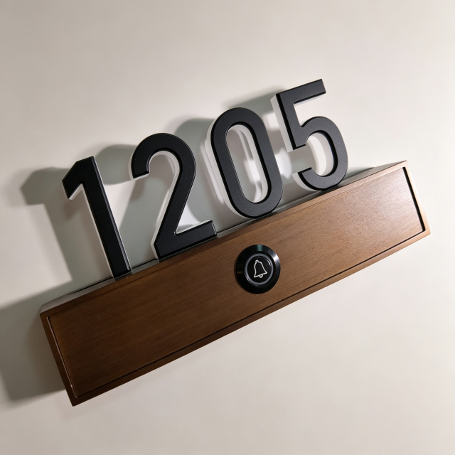 Design Metal 3D Room Number  Sign Hotel Number Sign With Doorbell