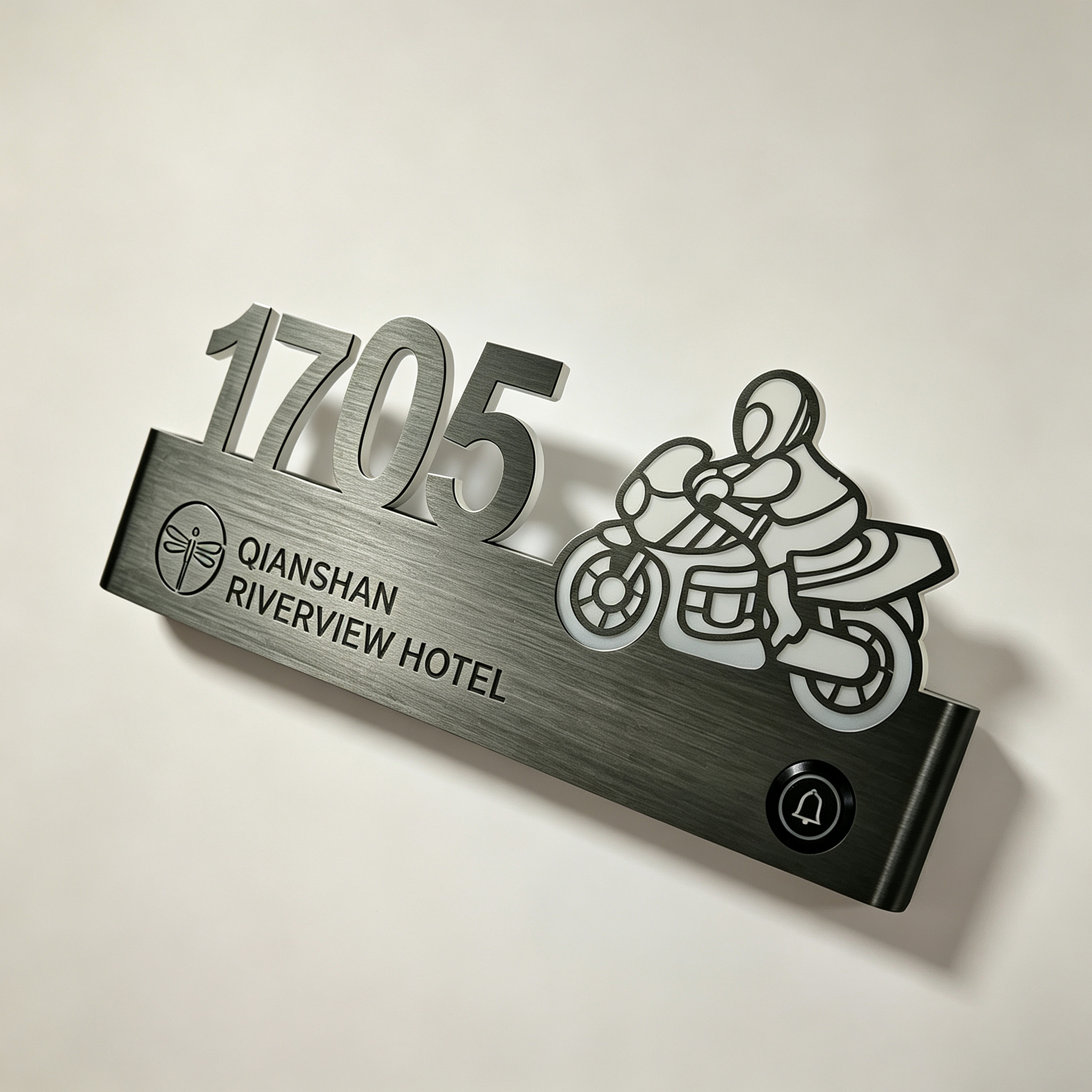 Customized hotel number plate with doorbell