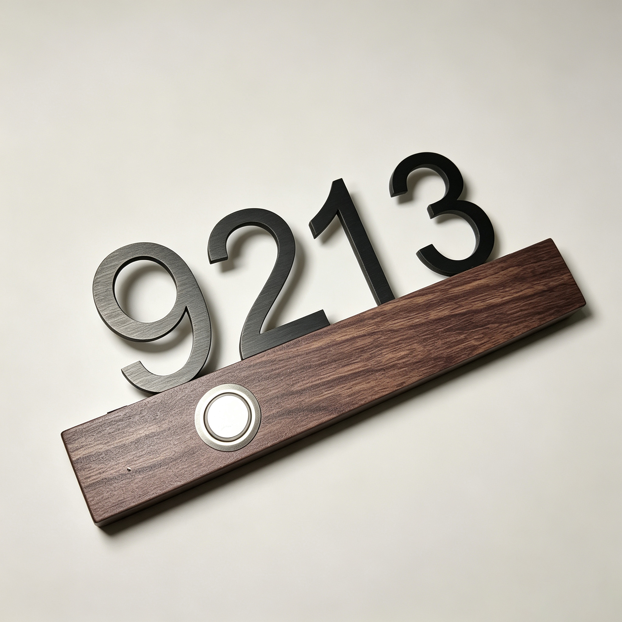 Solid wood brass digital doorplate with doorbell