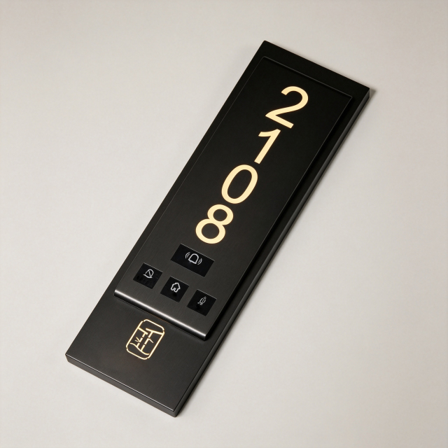 LED Backlit Hotel Room Number Door Plate with Multi‑Function Touch Buttons