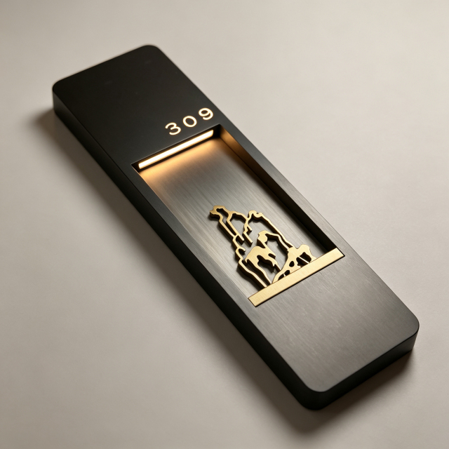 Vertical LED Backlit Hotel Room Number Door Plate with 3D Decor