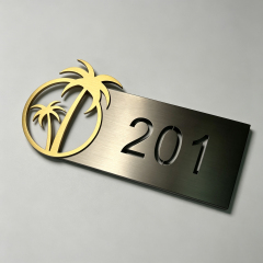 Tropical Palm Decor Hotel Room Number Plaque