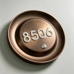 Round Bronze Hotel Room Door Plate with Bell