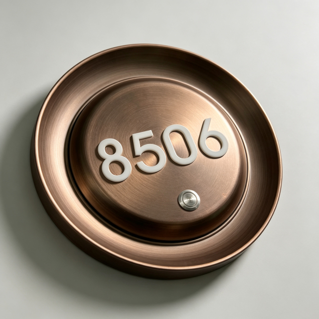 Round Bronze Hotel Room Door Plate with Bell