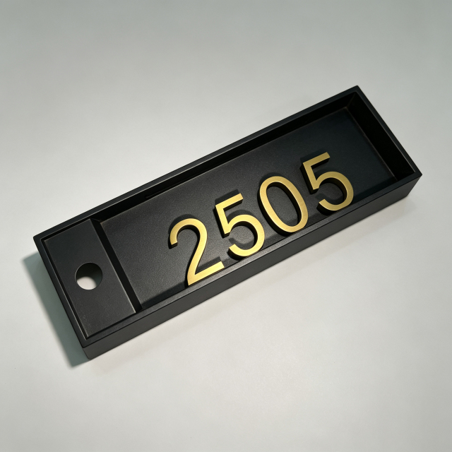 Hotel Room Number Door Sign with Doorbell Hole