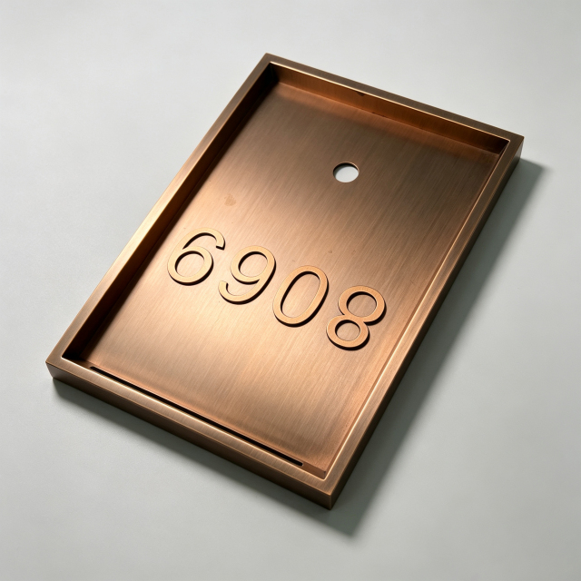Brass Hotel Room Number Door Plaque with Doorbell Hole