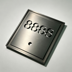 Brass Hotel Room Number Door Plaque with Doorbell Hole