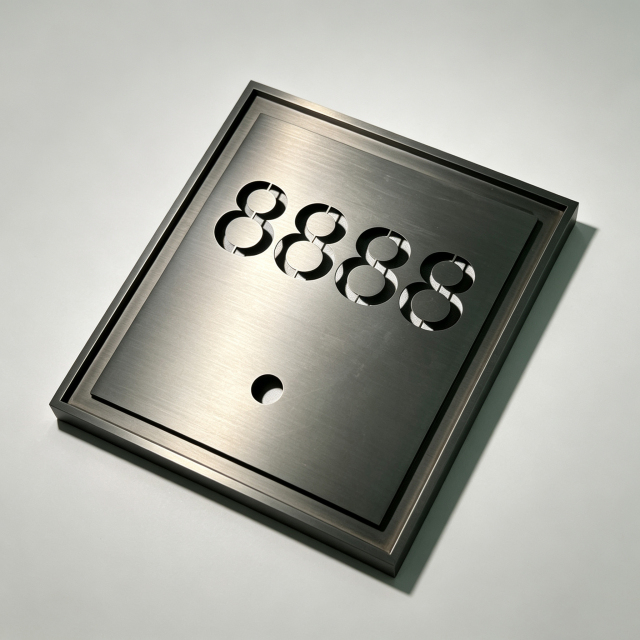 Brass Hotel Room Number Door Plaque with Doorbell Hole