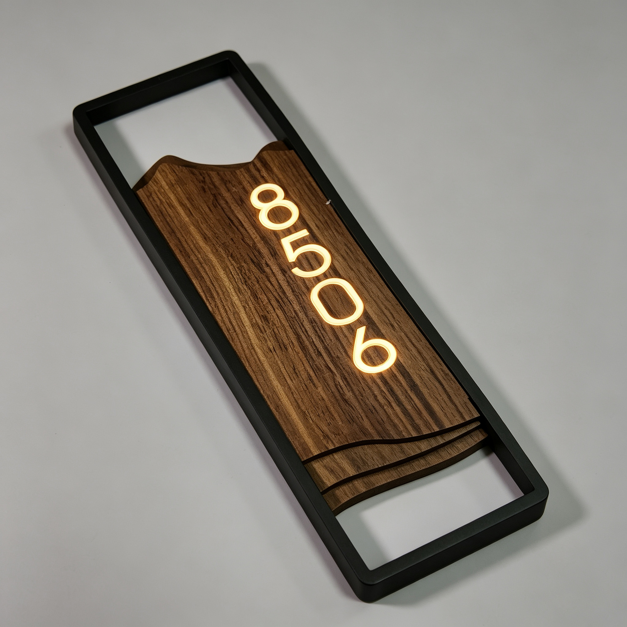 Framed Wood Backlit Room Number Sign