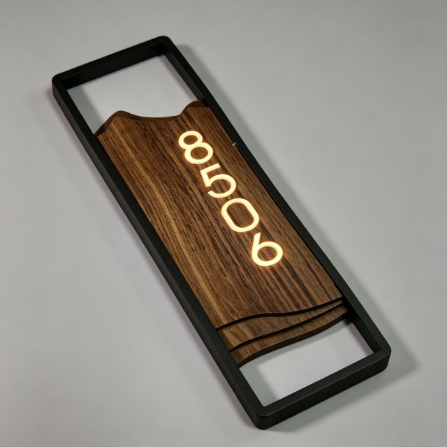Framed Wood Backlit Room Number Sign