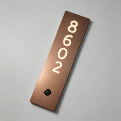 Tall Metal Light‑up Room Number Sign With Doorbell
