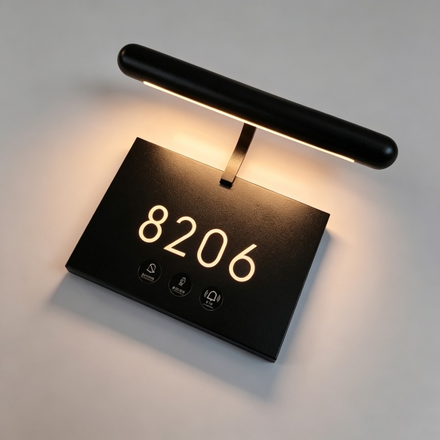 Overhead Light Hotel Door Number Plate With Function Buttons