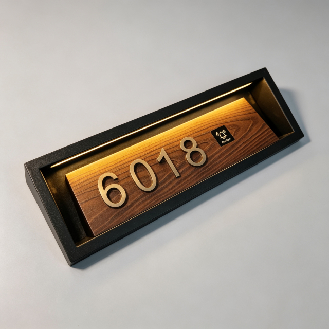 Recessed Wood Grain Hotel Door Number Plate