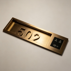 Brass Recessed Hotel Room Number Plate With Doorbell Control Buttons