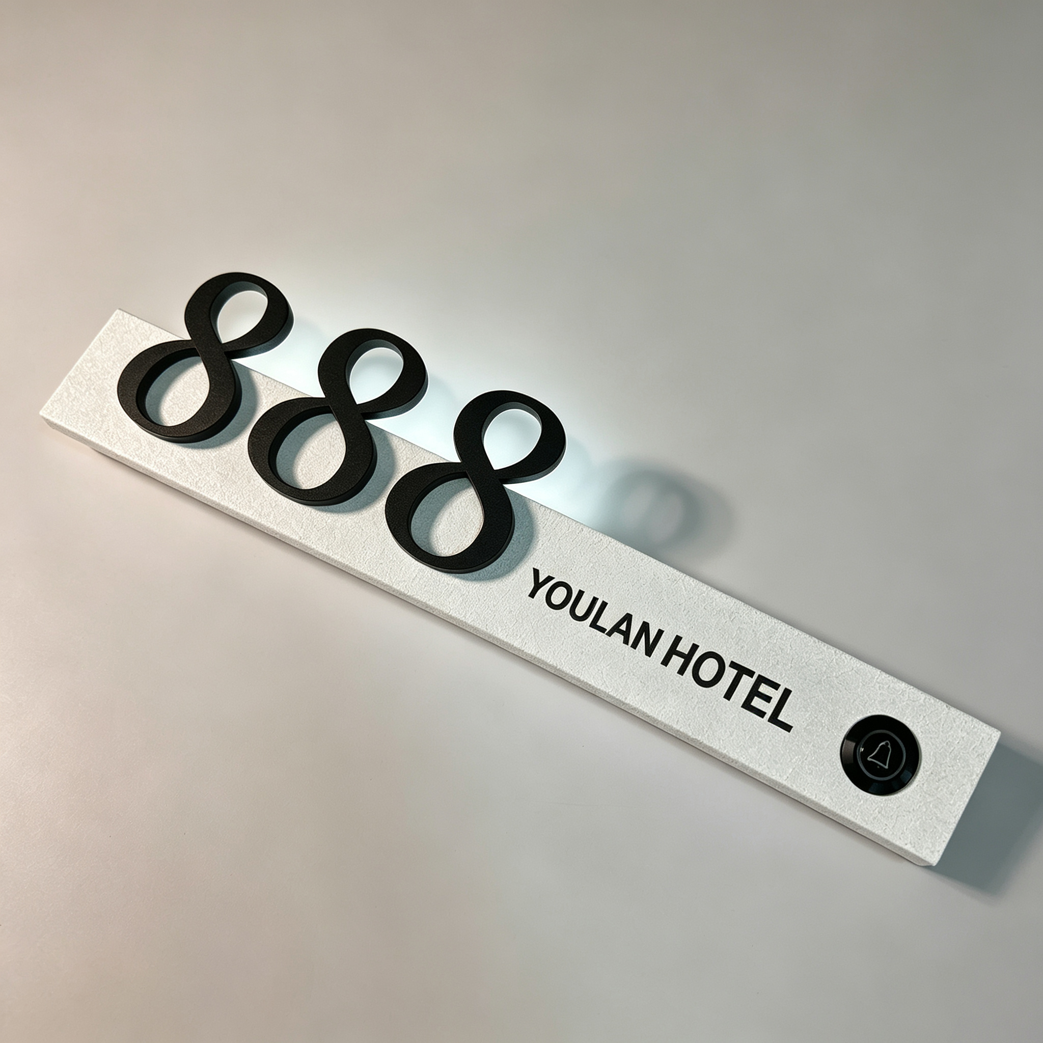 Backlit Hotel Room Number Sign With Doorbell Button