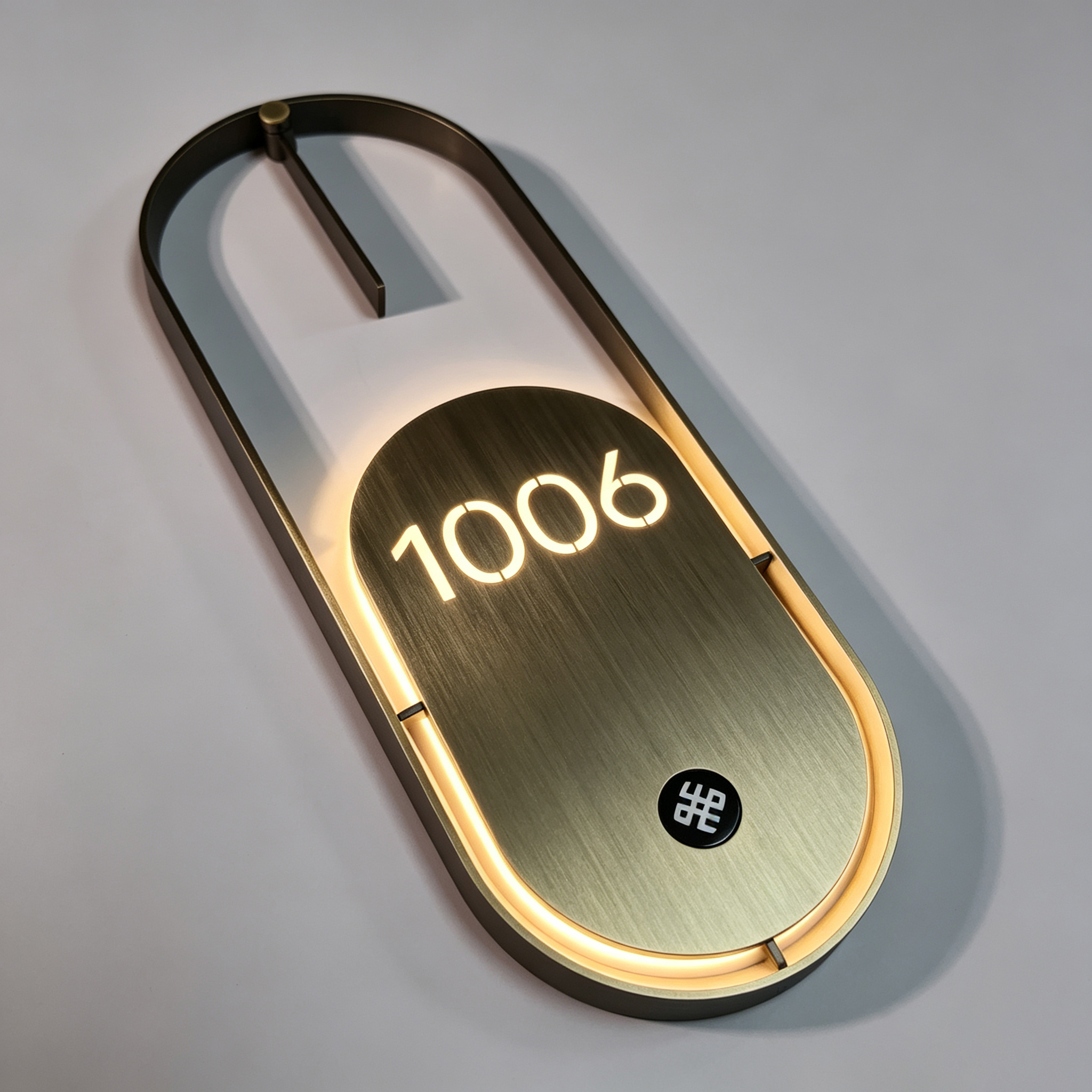 Oval Backlit Hotel Room Number Sign With Doorbell Button