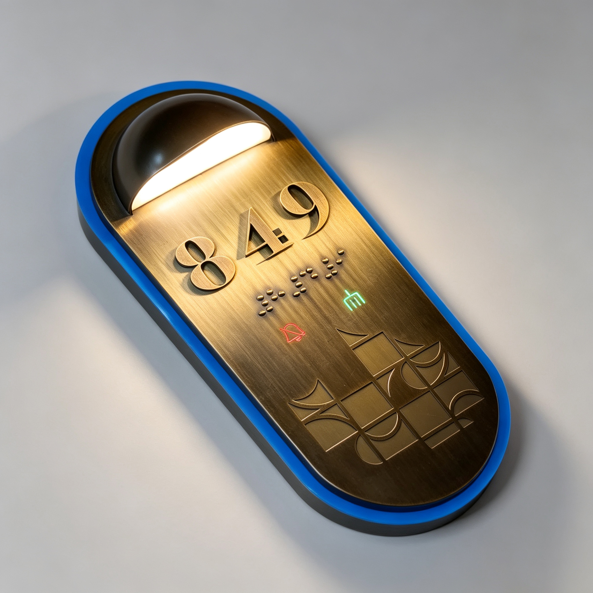 Brass Top‑Lit Hotel Room Number Sign
