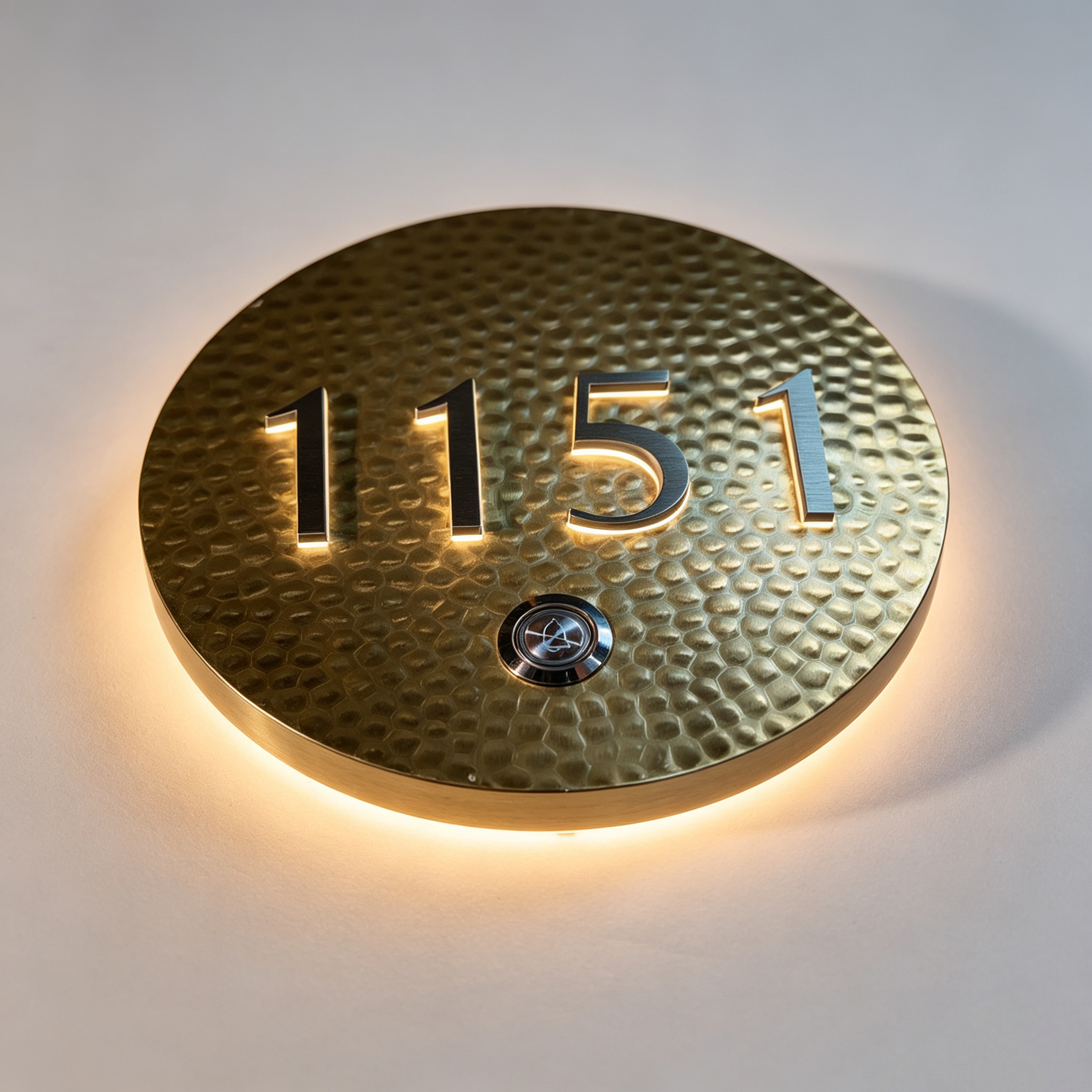 Round Backlit Hotel Room Number Plate With Doorbell Button