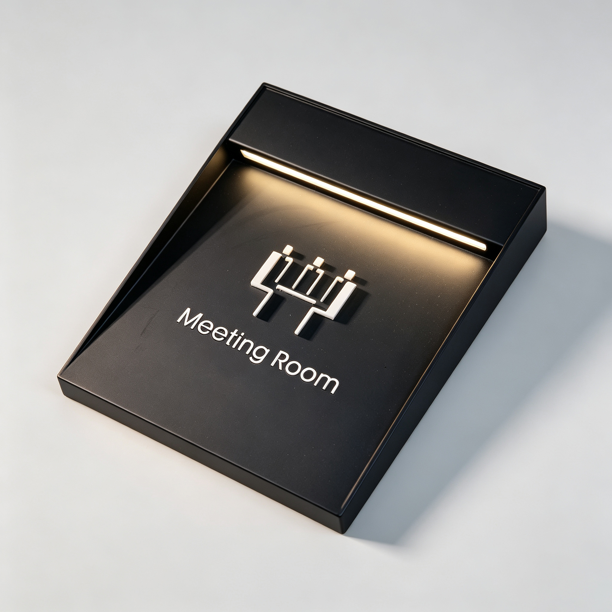 Black Angled LED Hotel Room Number Sign With Doorbell Button