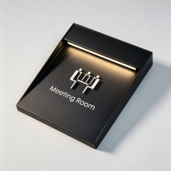 Black Angled LED Hotel Room Number Sign With Doorbell Button