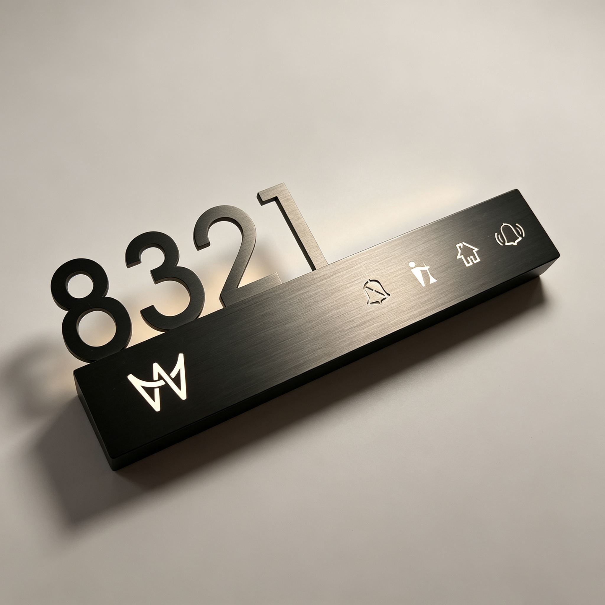 Backlit LED Hotel Room Number Sign Guest Service Icons