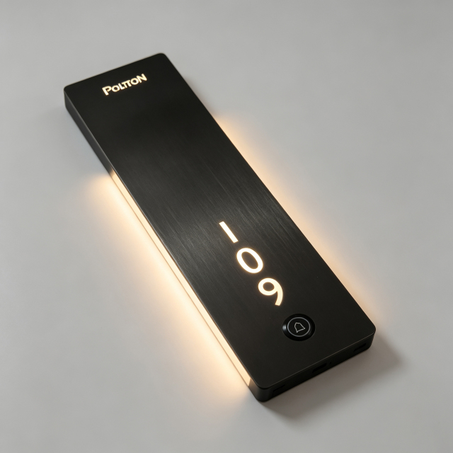 Edge‑Lit LED Room Number Sign With Touch Doorbell
