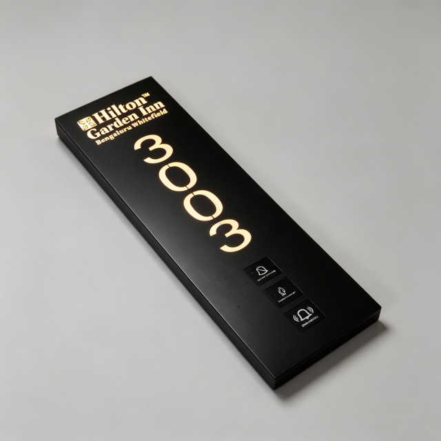 Vertical Backlit LED Room Number Sign With Doorbell Buttons