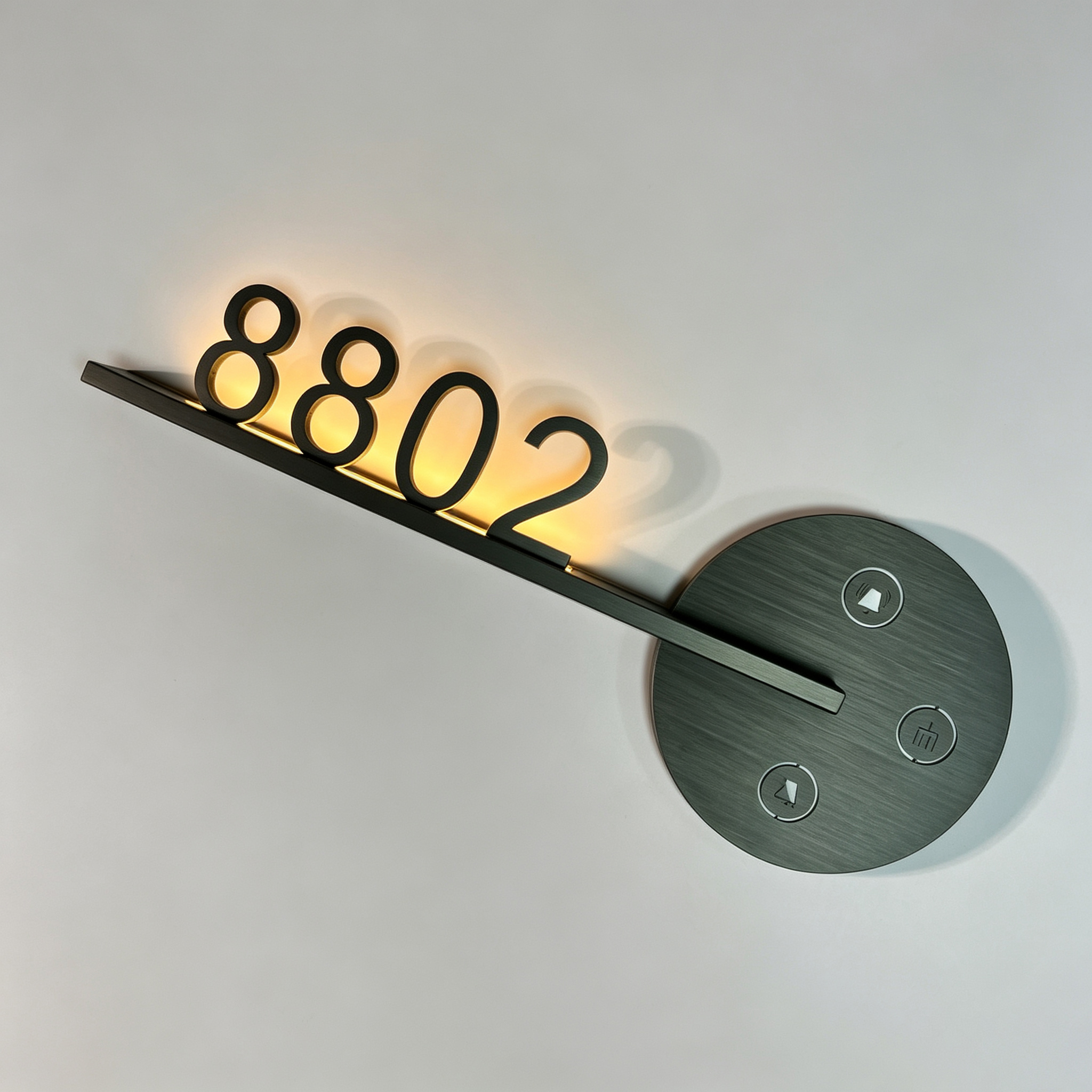 LED Backlit Hotel Room Number Door Sign With Touch Buttons