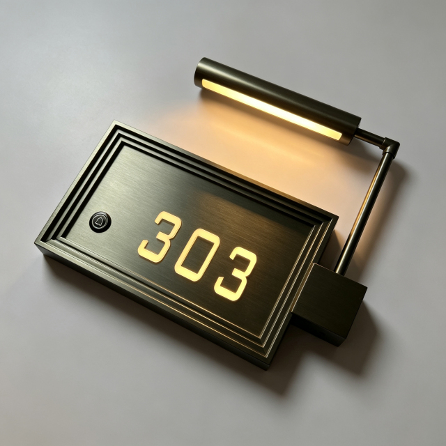 Hotel Room Number Door Sign With LED Reading Light